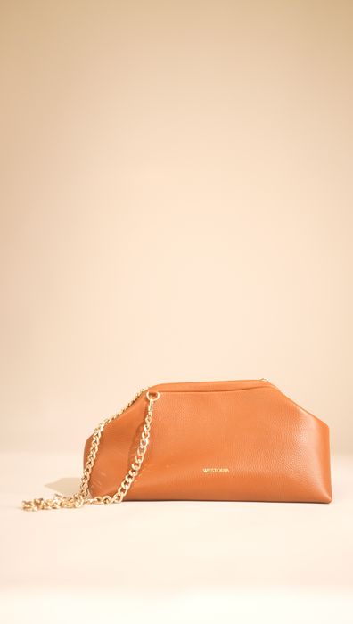 Westoria Tan Pebbled Clutch/Sling