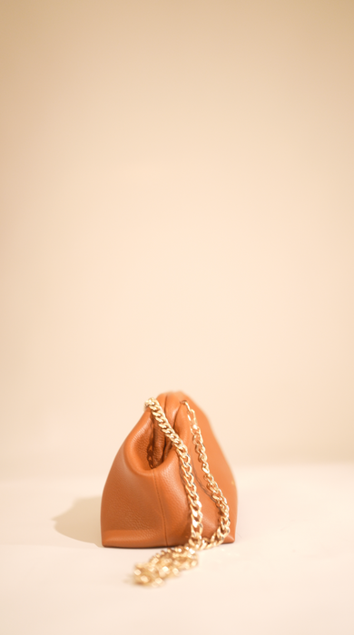 Westoria Tan Pebbled Clutch/Sling
