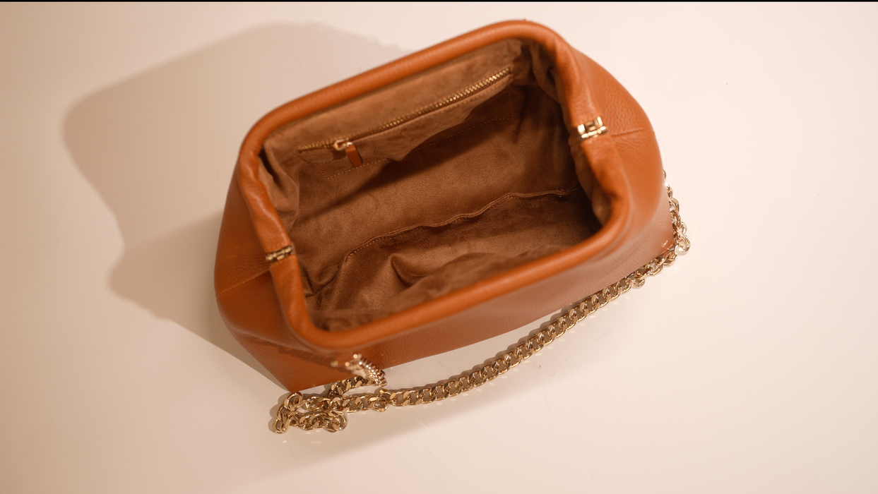 Westoria Tan Pebbled Clutch/Sling