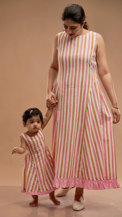 Mama & Mini - Pink Frill Stripes