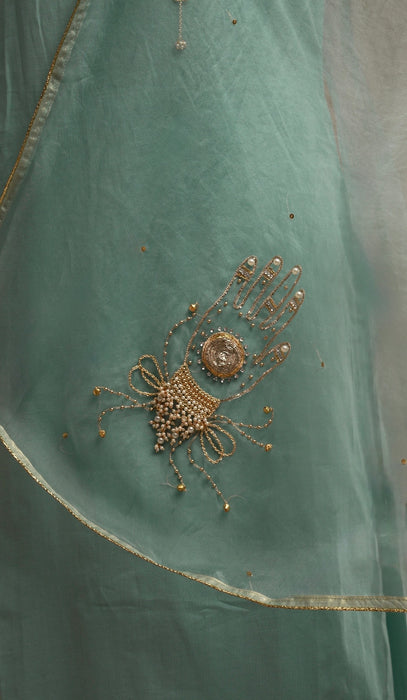 Blue Hand motif dupatta