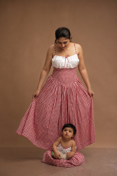 Mama & Mini- Redwhite Check (Set of two)