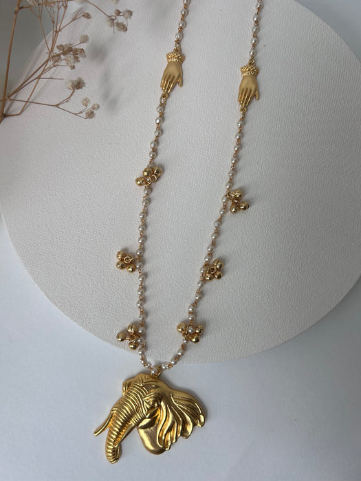 Elephant Pearl Hand Necklace