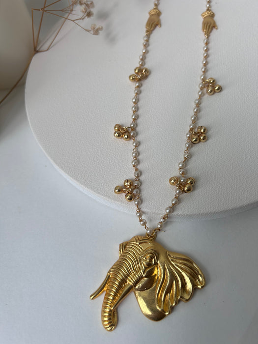 Elephant Pearl Hand Necklace
