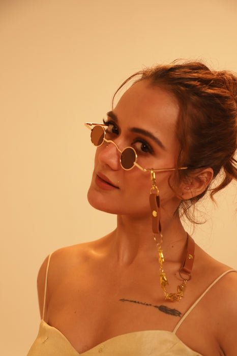 Brown Leather & Hand Belt - Glasses