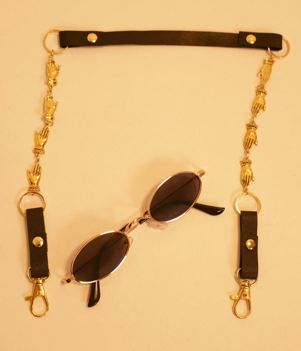 Black Leather & Hand Belt with Glasses